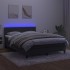 Cama box spring colchón y LED terciopelo gris oscuro 140x200