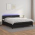 Cama box spring colchón y LED cuero sintético negro 180x200