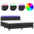 Cama box spring colchón y LED cuero sintético negro 180x200