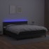 Cama box spring colchón y LED cuero sintético negro 180x200