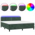 Cama box spring colchón y LED terciopelo verde oscuro