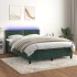 Cama box spring colchón y LED terciopelo verde oscuro