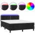 Cama box spring colchón y LED terciopelo negro 140x190