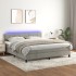 Cama box spring colchón y LED terciopelo gris claro 160x200