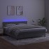 Cama box spring colchón y LED terciopelo gris claro 160x200