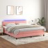 Cama box spring colchón y LED terciopelo rosa 180x200