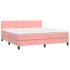 Cama box spring colchón y LED terciopelo rosa 180x200