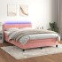 Cama box spring colchón y LED terciopelo rosa 140x200