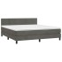 Cama box spring colchón y LED terciopelo gris oscuro 160x200