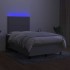 Cama box spring con colchón tela y LED gris claro 120x200