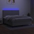 Cama box spring colchón y luces LED tela gris claro 160x200