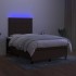 Cama box spring con colchón y LED tela marrón oscuro 120x200