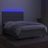 Cama box spring colchón y luces LED tela gris claro 140x190