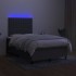 Cama box spring con colchón y LED tela gris oscuro 120x200