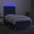 Cama box spring colchón y luces LED tela azul 100x200