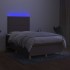 Cama box spring con colchón y LED tela gris taupe 120x200