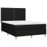 Cama box spring colchón y luces LED tela negro 140x190