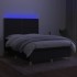 Cama box spring colchón y luces LED tela negro 140x190