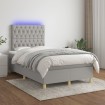 Cama box spring con colchón tela y LED gris claro 120x200 cm