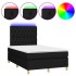 Cama box spring con colchón LED tela negro 120x200