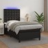 Cama box spring colchón y LED cuero sintético negro 100x200