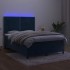 Cama box spring colchón y LED terciopelo azul oscuro 140x190