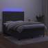 Cama box spring colchón y LED terciopelo gris oscuro 140x200