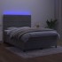 Cama box spring colchón y LED terciopelo gris claro 140x190