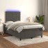 Cama box spring colchón y LED terciopelo gris oscuro 120x200