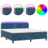 Cama box spring colchón y LED terciopelo azul oscuro 160x200