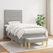 Cama box spring con colchón tela gris claro 90x190 cm