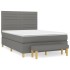 Cama box spring con colchón tela gris oscuro 140x190