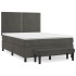 Cama box spring con colchón terciopelo gris oscuro 140x190