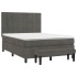 Cama box spring con colchón terciopelo gris oscuro 140x200