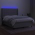 Cama box spring colchón y luces LED tela gris claro 140x200