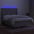 Cama box spring colchón y luces LED tela gris claro 140x200