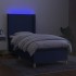 Cama box spring colchón y luces LED tela azul 100x200