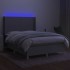 Cama box spring colchón y luces LED tela gris claro 140x200