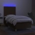 Cama box spring colchón luces LED tela marrón oscuro