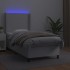 Cama box spring y colchón LED cuero sintético blanco 90x200