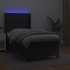 Cama box spring colchón y LED cuero sintético negro 100x200