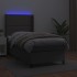 Cama box spring colchón y LED cuero sintético gris 100x200