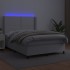 Cama box spring colchón y LED cuero sintético blanco 140x200