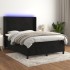 Cama box spring colchón y LED terciopelo negro 140x190