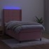 Cama box spring colchón y LED terciopelo rosa 100x200