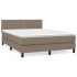 Cama box spring con colchón tela gris taupe 140x190