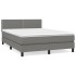 Cama box spring con colchón tela gris oscuro 140x200