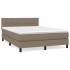 Cama box spring con colchón tela gris taupe 140x200