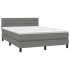 Cama box spring con colchón tela gris oscuro 140x190