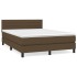 Cama box spring con colchón tela marrón oscuro 140x190